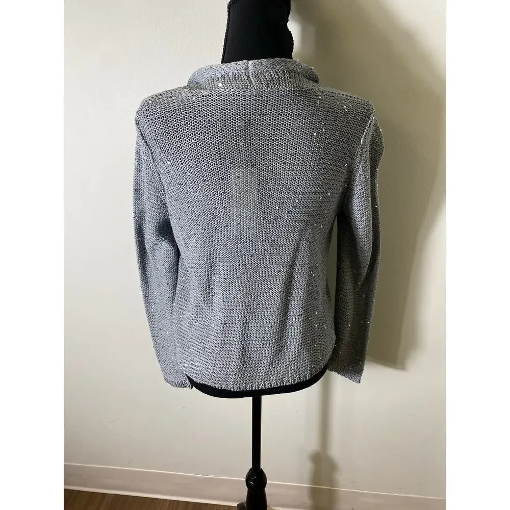 NWT Eileen Fisher Gray Cardigan With Sequins, Small. SAME DAY SHIPPING! - Picture 4 of 6